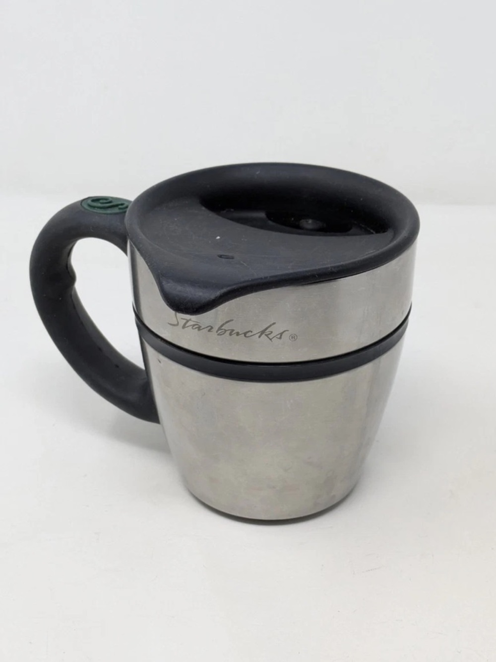 Vintage 2001 Starbucks Stainless Steel Travel Chubby Coffee Mug Barista 12 oz